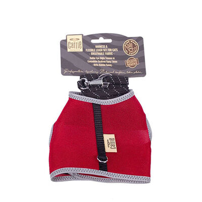 Cattie Air Mesh Cat Harness and Leash Set Red Medium 25-35cm