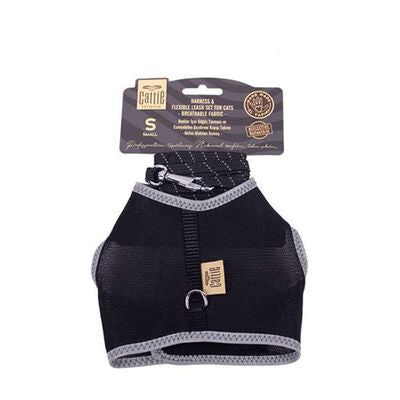 Cattie Air-Mesh Cat Harness and Leash Set Black Small 20-30cm