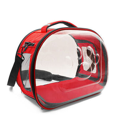 Cattie Red Transparent Panoramic Pet Carrier Bag 30x40x35 cm