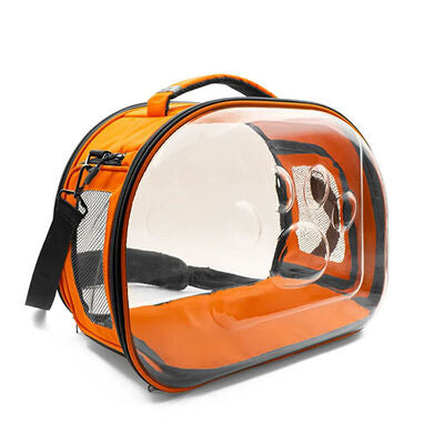 Cattie Orange Transparent Panoramic Pet Carrier Bag 30x40x35cm