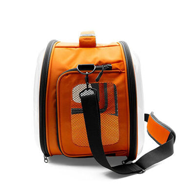 Cattie Orange Transparent Panoramic Pet Carrier Bag 30x40x35cm