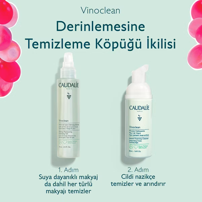 Caudalie Vinoclean Cleansing Duo for Gentle Makeup Removal 2 Items