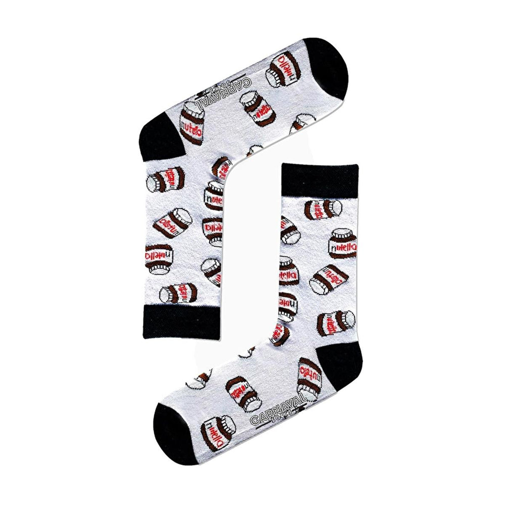 Carnaval Nutella White Cotton Socks for Comfort - Novelty Socks for Men and Women