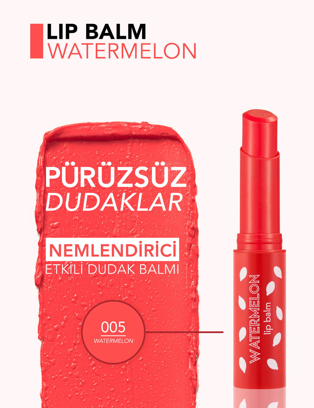 Flormar Watermelon Tinted & Nourishing Lip Balm for Soft Lips
