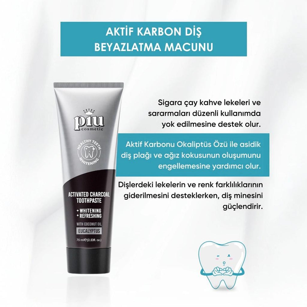 Piu Cosmetic Charcoal Teeth Whitening Toothpaste 75 ml