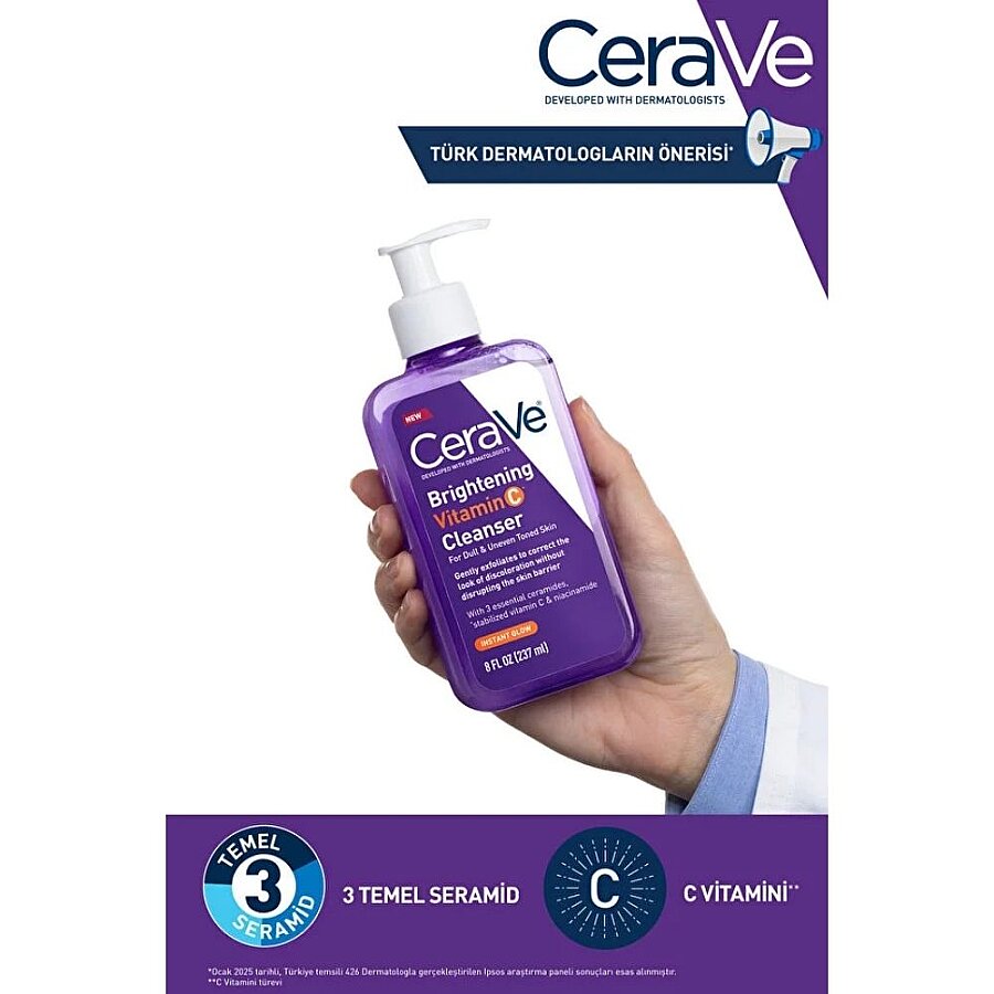 CeraVe Brightening Vitamin C Cleansing Gel for Radiant Skin 236ml