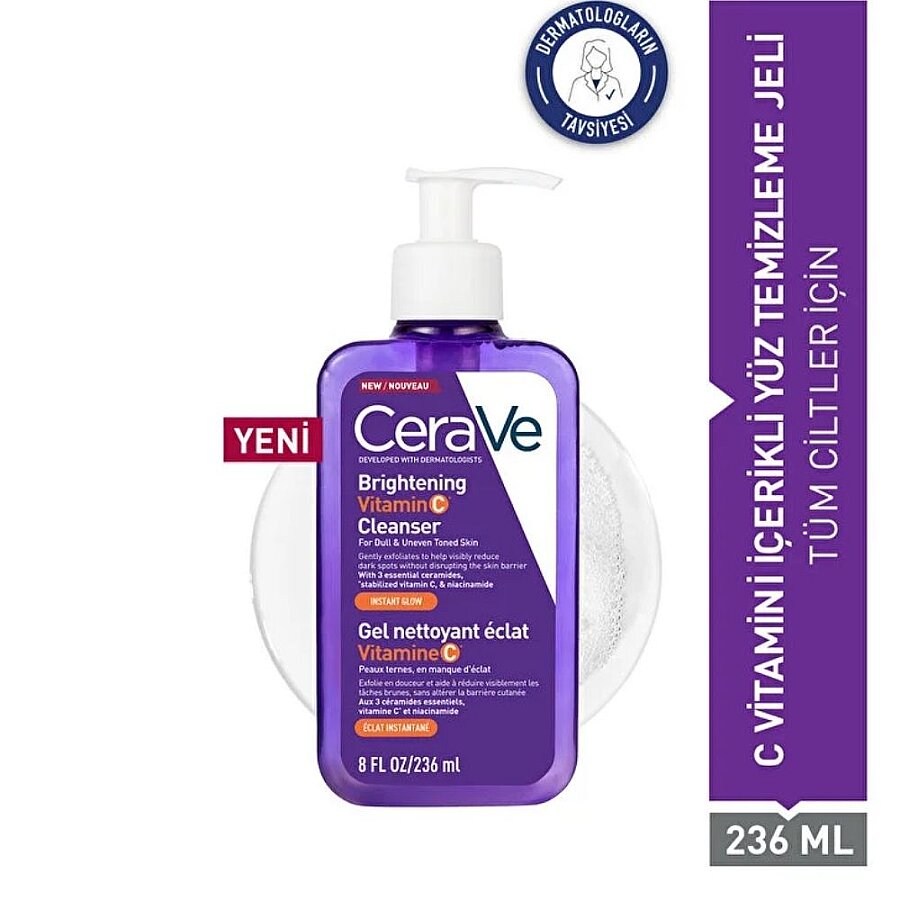CeraVe Brightening Vitamin C Cleansing Gel for Radiant Skin 236ml