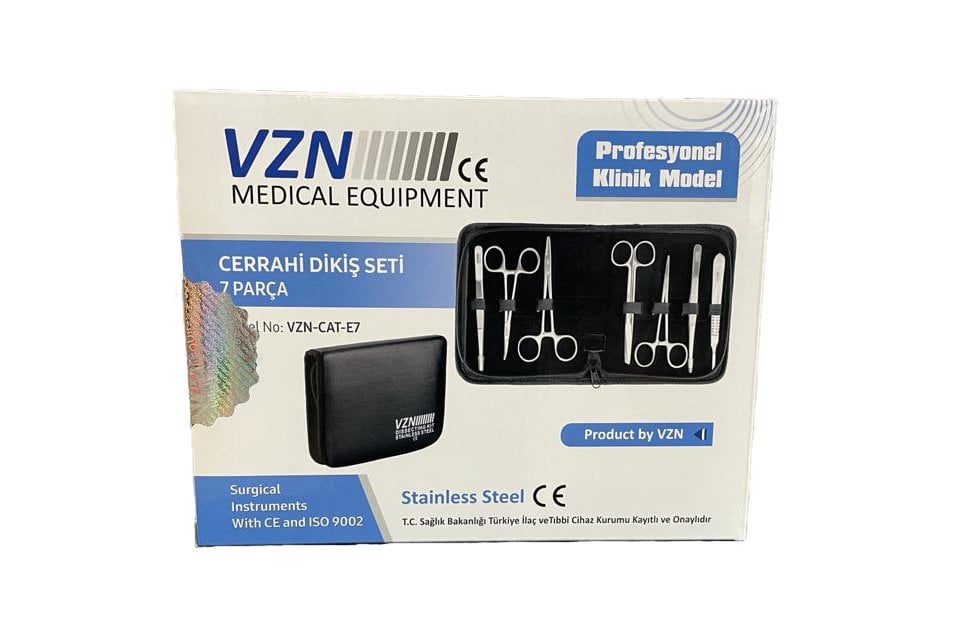 Vzn 7-Piece Surgical Suture Instrument Set with Zippered Case