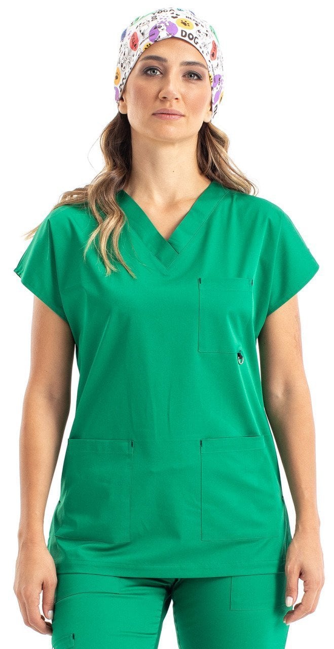 Labor Dr. Elastik Women's Lycra Surgical Scrubs Set Grass Green