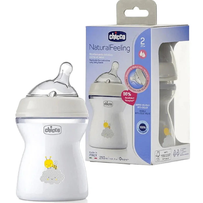 Chicco Natural Feeling Baby Bottle Soft Silicone Nipple 250ml