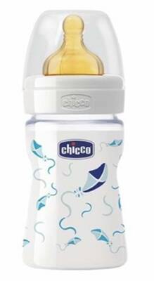 Chicco Well-Being Glass Baby Bottle with Rubber Nipple 150 ml
