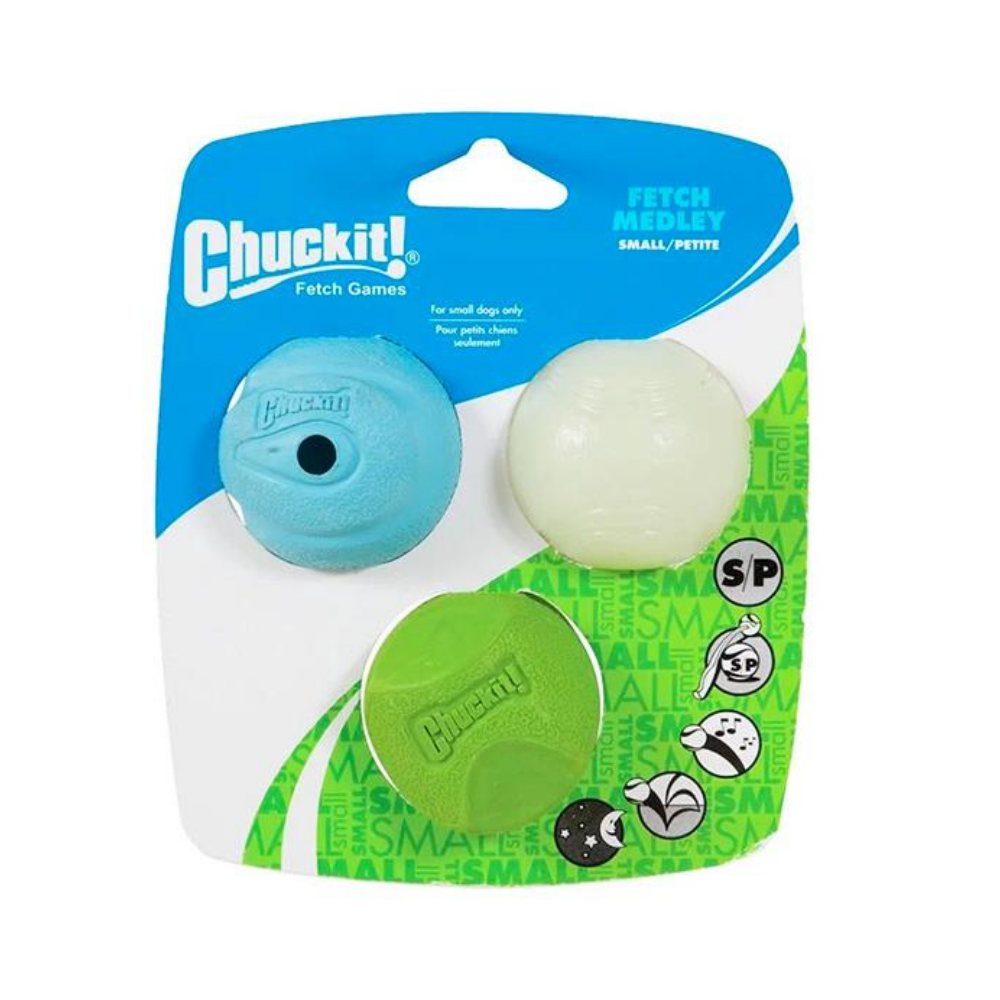 Chuckit Fetch Medley Gen2 3-Pack Variety Dog Toy Balls Small