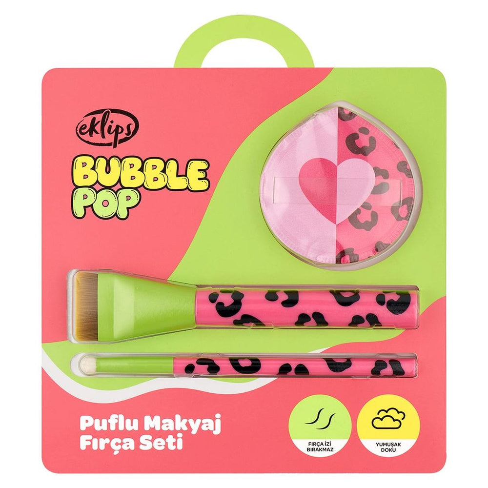 Eklips Bubblepop Makeup Brush & Puff Set - 3 Pieces