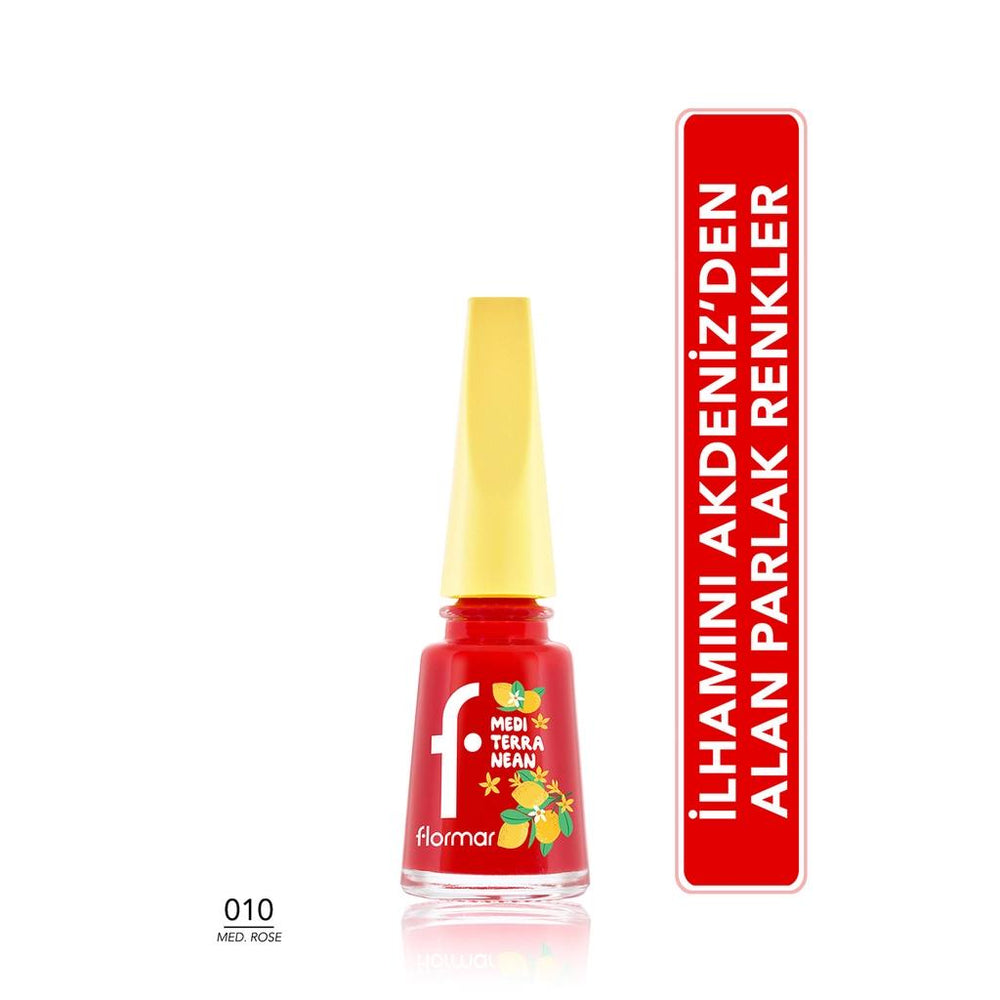 Flormar Mediterranean High-Pigment Glossy Nail Polish 010 Rose 11ml