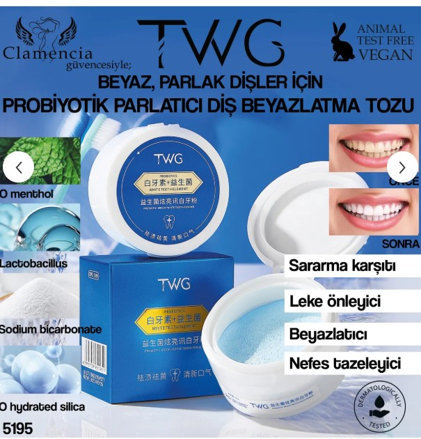 Clamencia TWG Probiotic Teeth Whitening Powder 50g