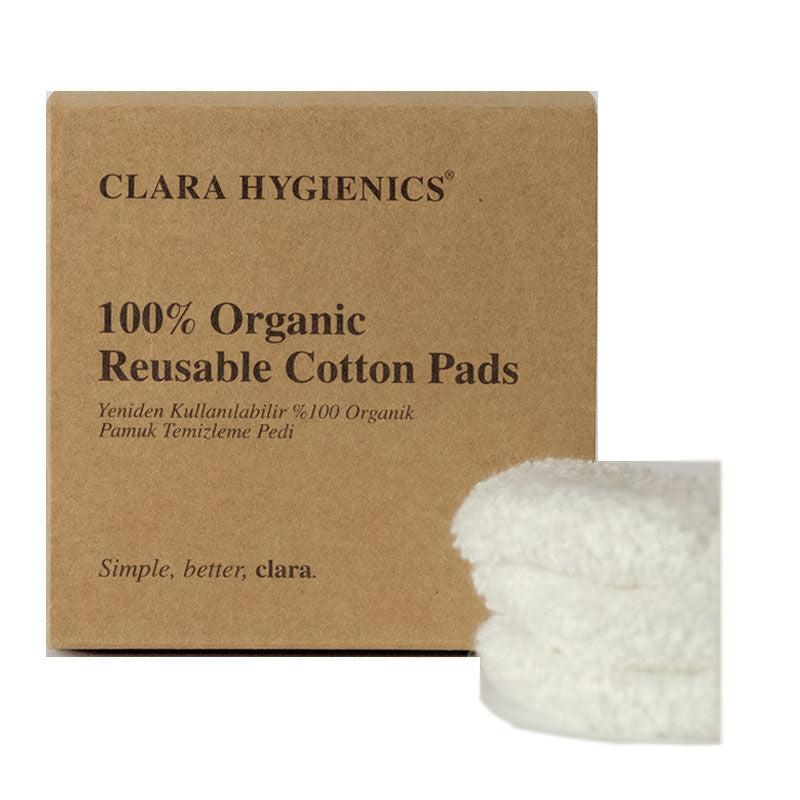 Clara Hygienics Reusable Organic Cotton Makeup Pads 3 Count