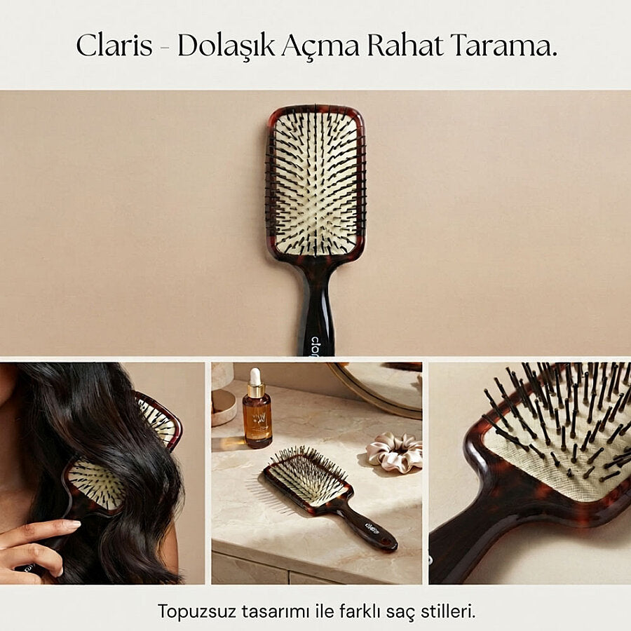 Claris Oval Plastic Detangling Hair Brush C-20402