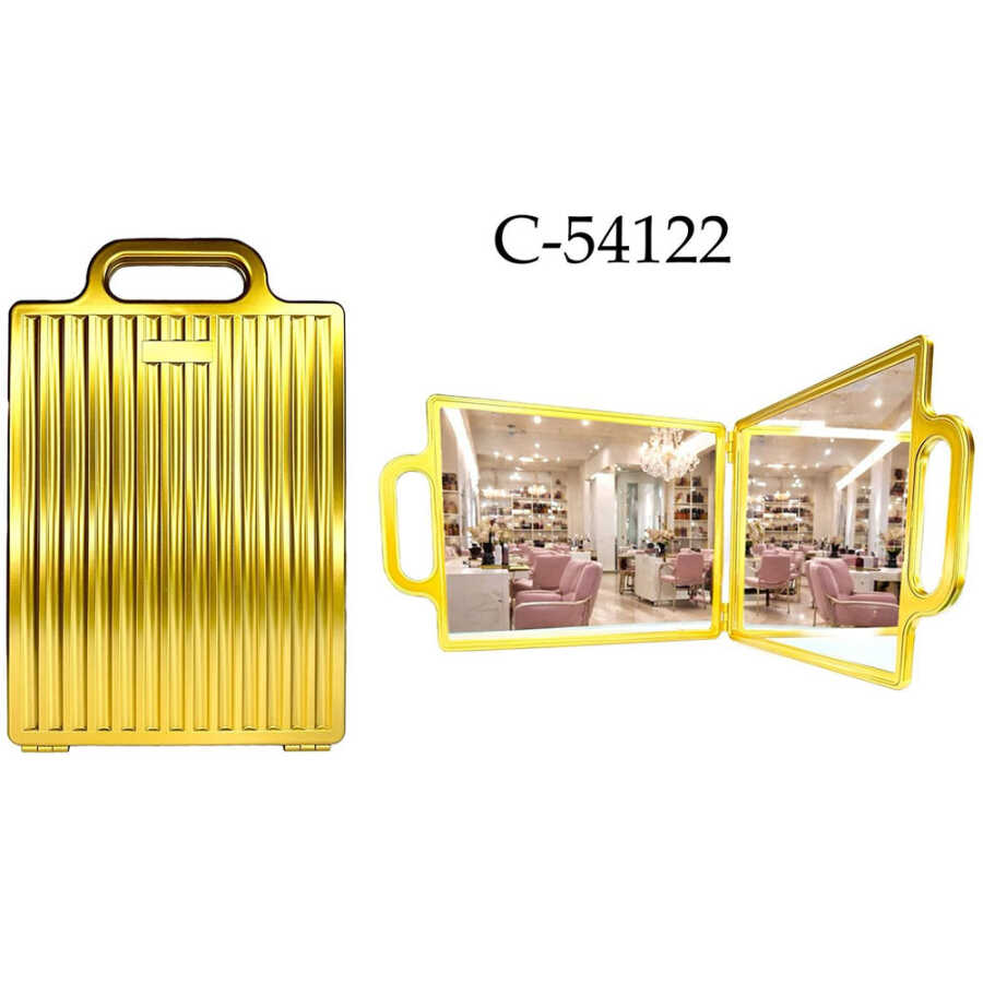 Claris Gold Foldable Double-Wing Neck Mirror for Styling
