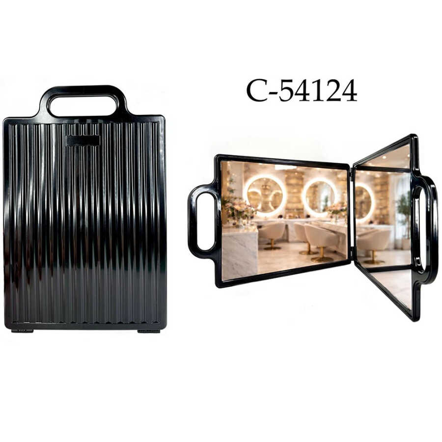 Claris Professional Foldable Neck Mirror for Hair Styling Black