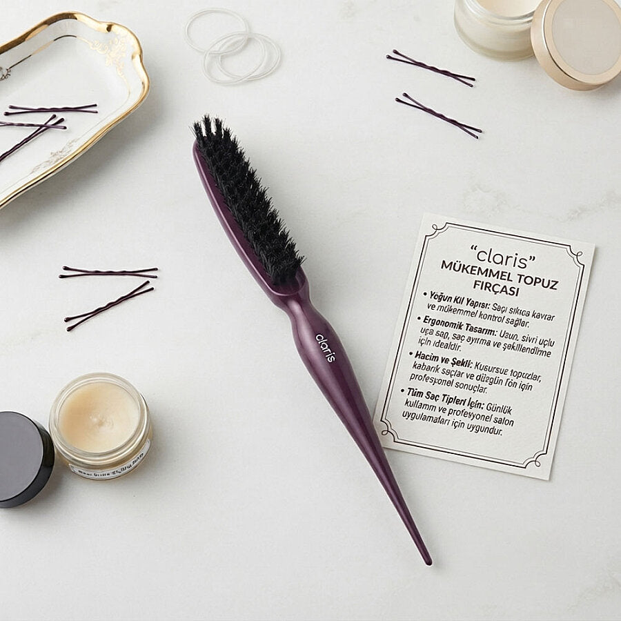Claris C-25302 Plastic Bun Styling Brush for Smooth Updos