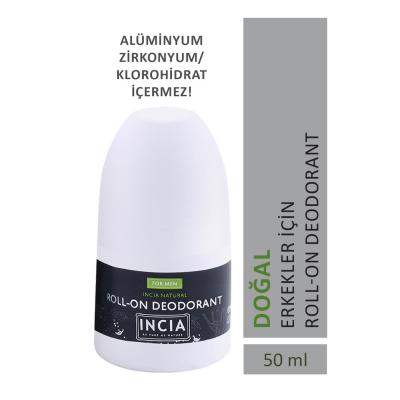Incia Natural Roll-On Deodorant for Men - Aluminum-Free, Hypoallergenic & Paraben-Free - Deodorant