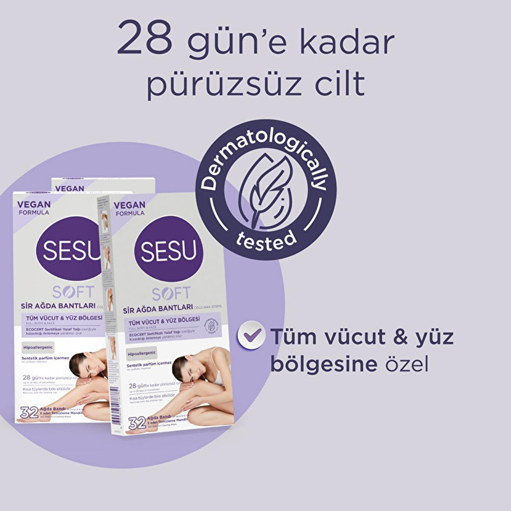 Sesu Soft Wax Strips for Hair Removal - Easy, Quick, Dermatologically Tested - 32 Strips - view 2