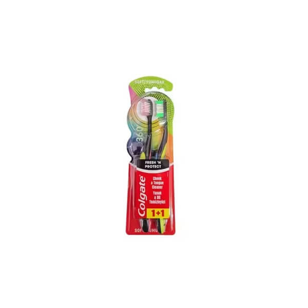 Colgate 360 Fresh & Protect Toothbrush with Tongue Cleaner 2-Pack