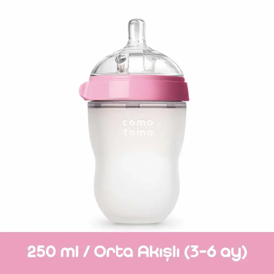 Comotomo Anti-Colic Silicone Baby Bottle Medium Flow Pink 250 ml