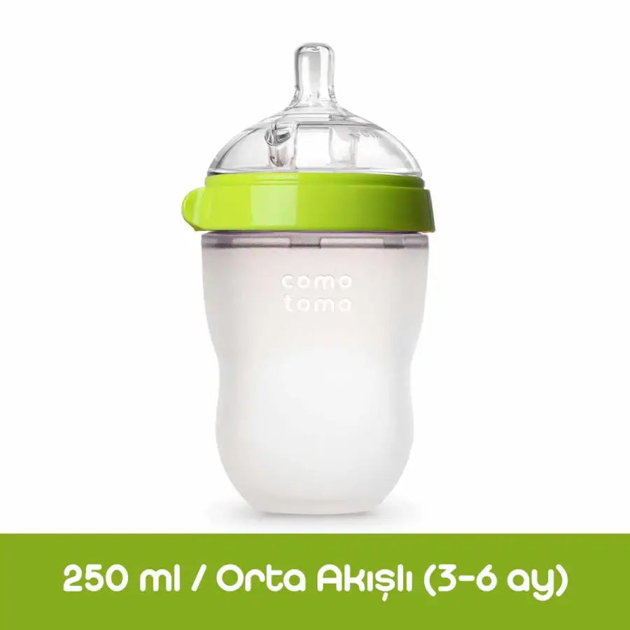 Comotomo Anti-Colic Silicone Baby Bottle Medium Flow Green 250 ml