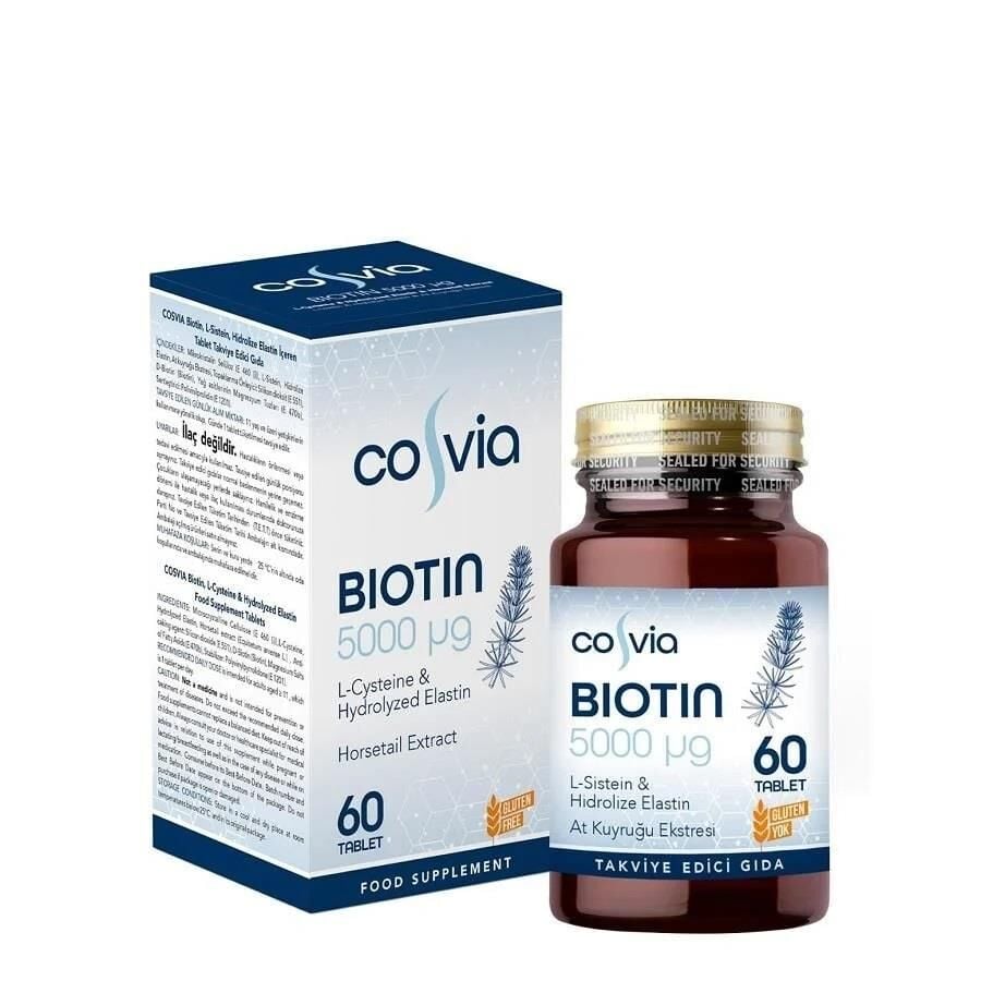 Cosvia Biotin 5000 Mcg High Potency Beauty Supplement 60 Tablets