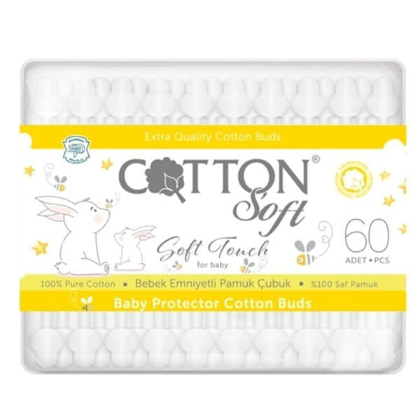 Cotton Soft Baby Safety Cotton Buds with Bulbed Tips 60 Count