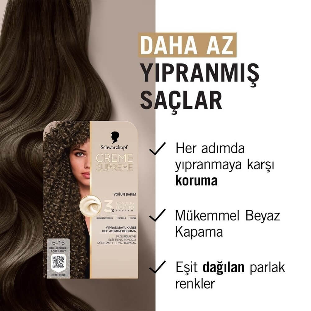 Creme Supreme 6-16 Ashy Cold Light Brown Hair Color Kit