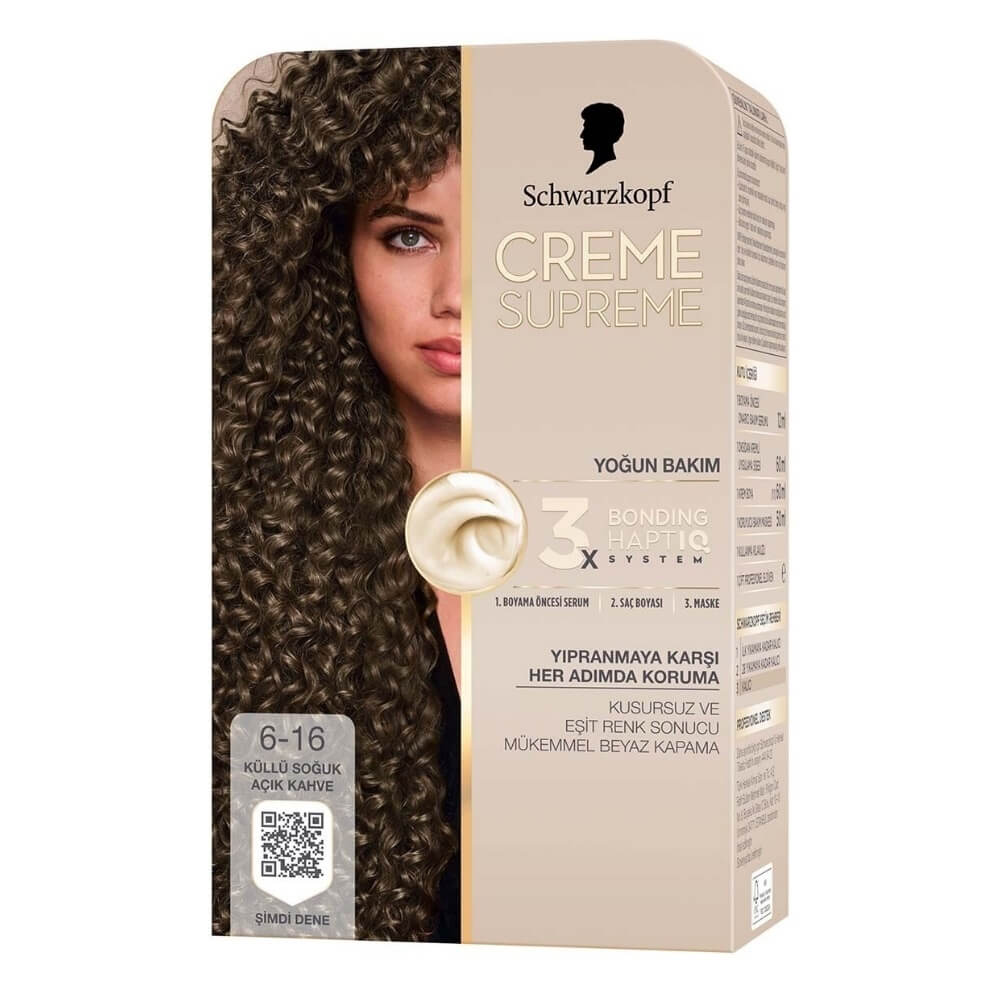 Creme Supreme 6-16 Ashy Cold Light Brown Hair Color Kit