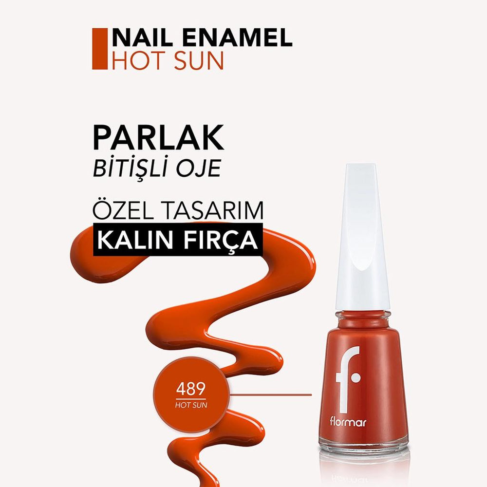 Flormar Nail Enamel 489 Hot Sun Pigmented Nail Polish