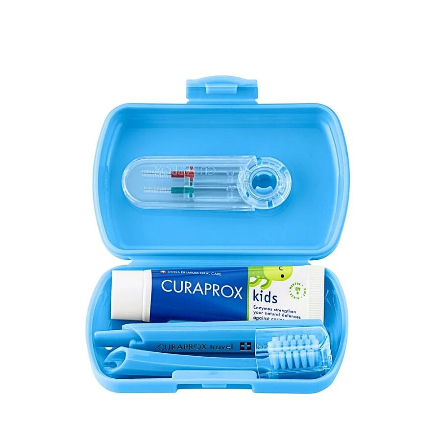 Curaprox Kids Travel Oral Care Set Blue for Ages 6-12