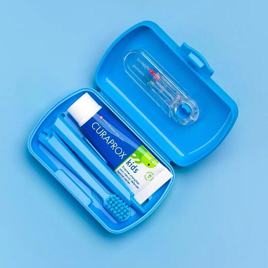 Curaprox Kids Travel Oral Care Set Blue for Ages 6-12