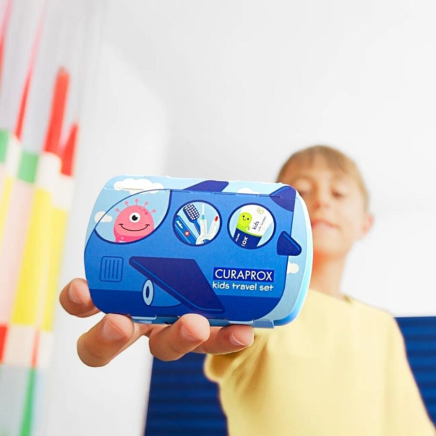 Curaprox Kids Travel Oral Care Set Blue for Ages 6-12