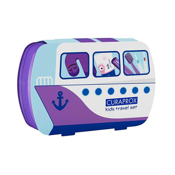 Curaprox Kids Travel Set Travel-Friendly Oral Care Kit - Purple