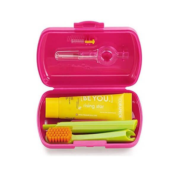 Curaprox Travel Set Compact Oral Care Kit with Toothpaste 10ml Red