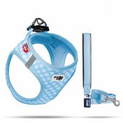 Curli Vest Air-Mesh Dog Harness Light Blue Polka Dot 3XS