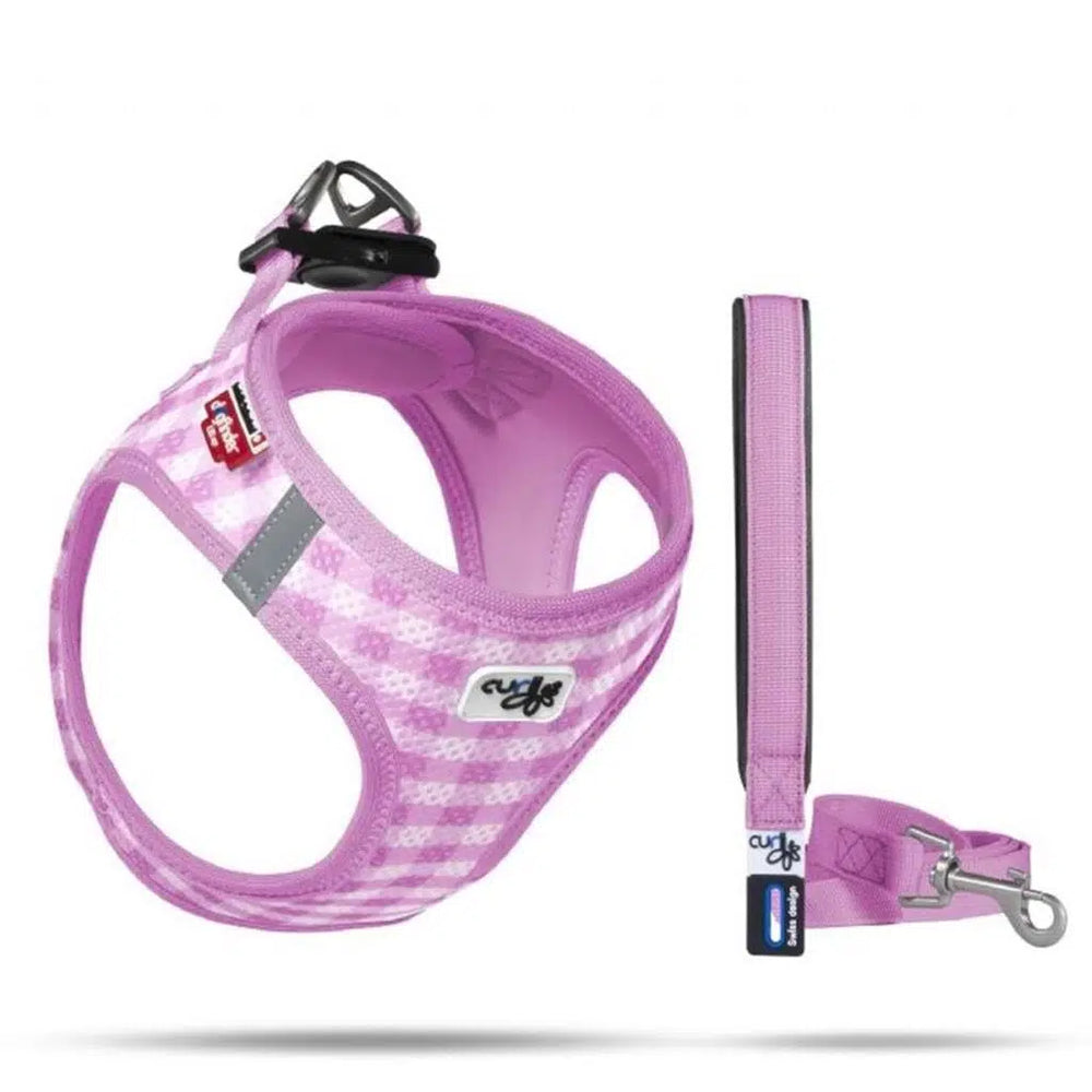 Curli Vest Air-Mesh Dog Harness Pink Plaid 3XS
