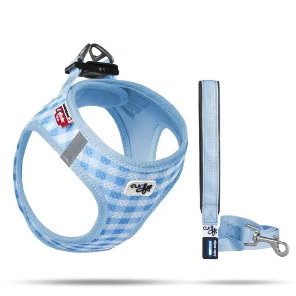 Curli Vest Air-Mesh Dog Harness Plaid Blue 2XS