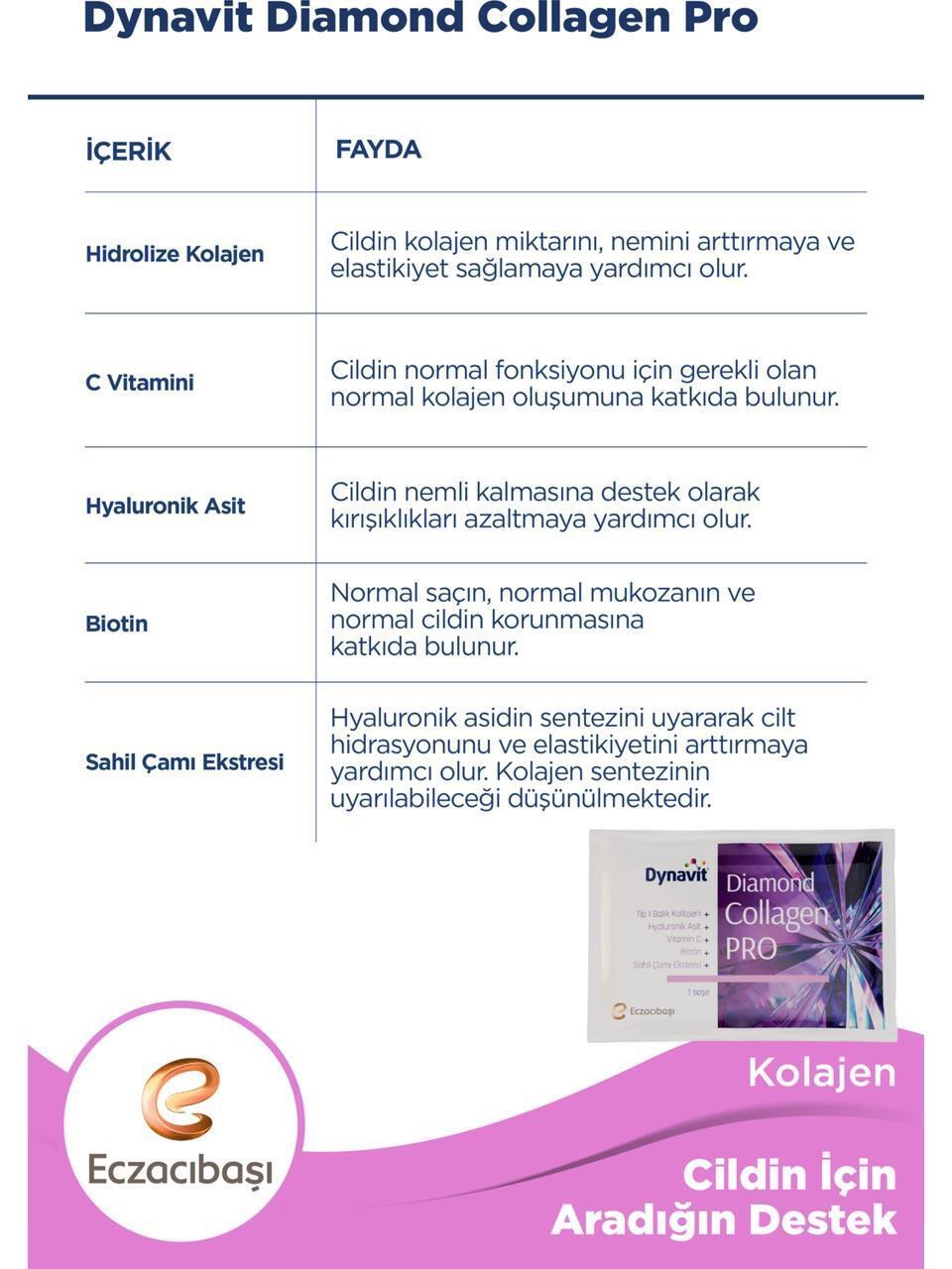 Dynavit Diamond Collagen Pro 30 Sachets - Premium Collagen Supplement with Hyaluronic Acid & Vitamin C for Skin - view 2