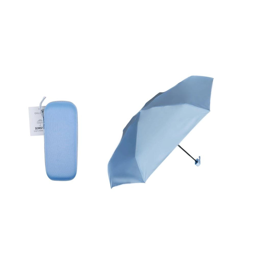 Eklips Light Blue Compact Umbrella with Storage Case