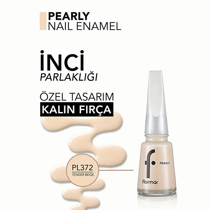 Flormar Pearly Intense Pigmented Nail Polish PL372 Tender Beige - Long-Lasting Shine | Premium Quality - view 5