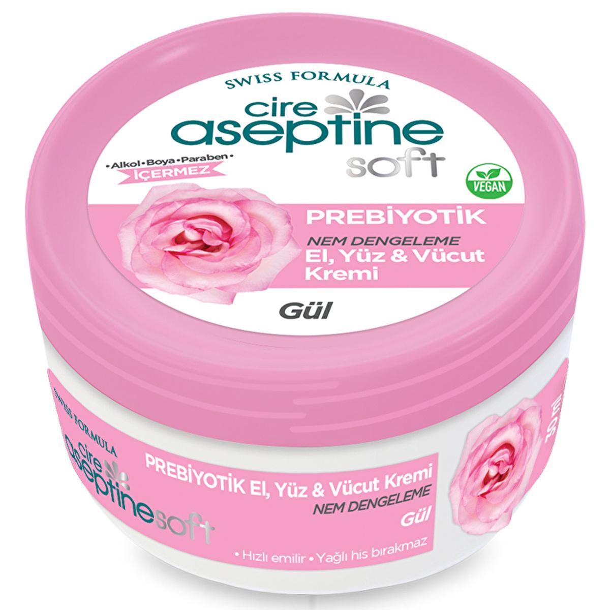Cire Aseptine Soft Gül Özlü Nem Dengeleyici Moisturizing Cream - Prebiotic Skincare with Vitamin E &amp; Rose - Face Cream