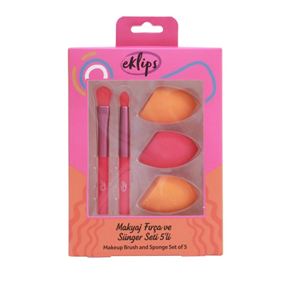 Eklips 5-Piece Makeup Brush and Sponge Set