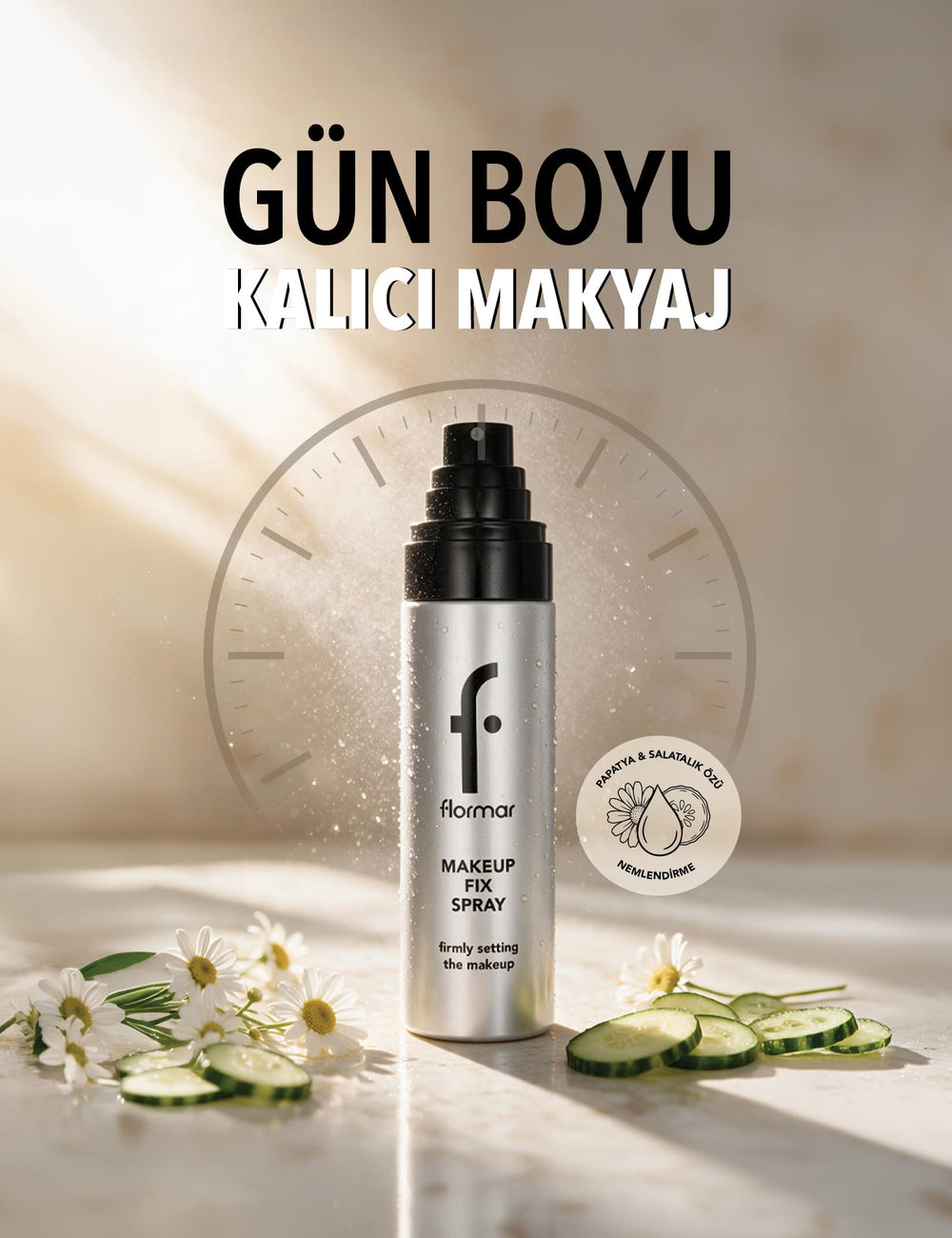 Flormar Chamomile & Cucumber Water Setting Spray Semi-Matte Finish 100ml