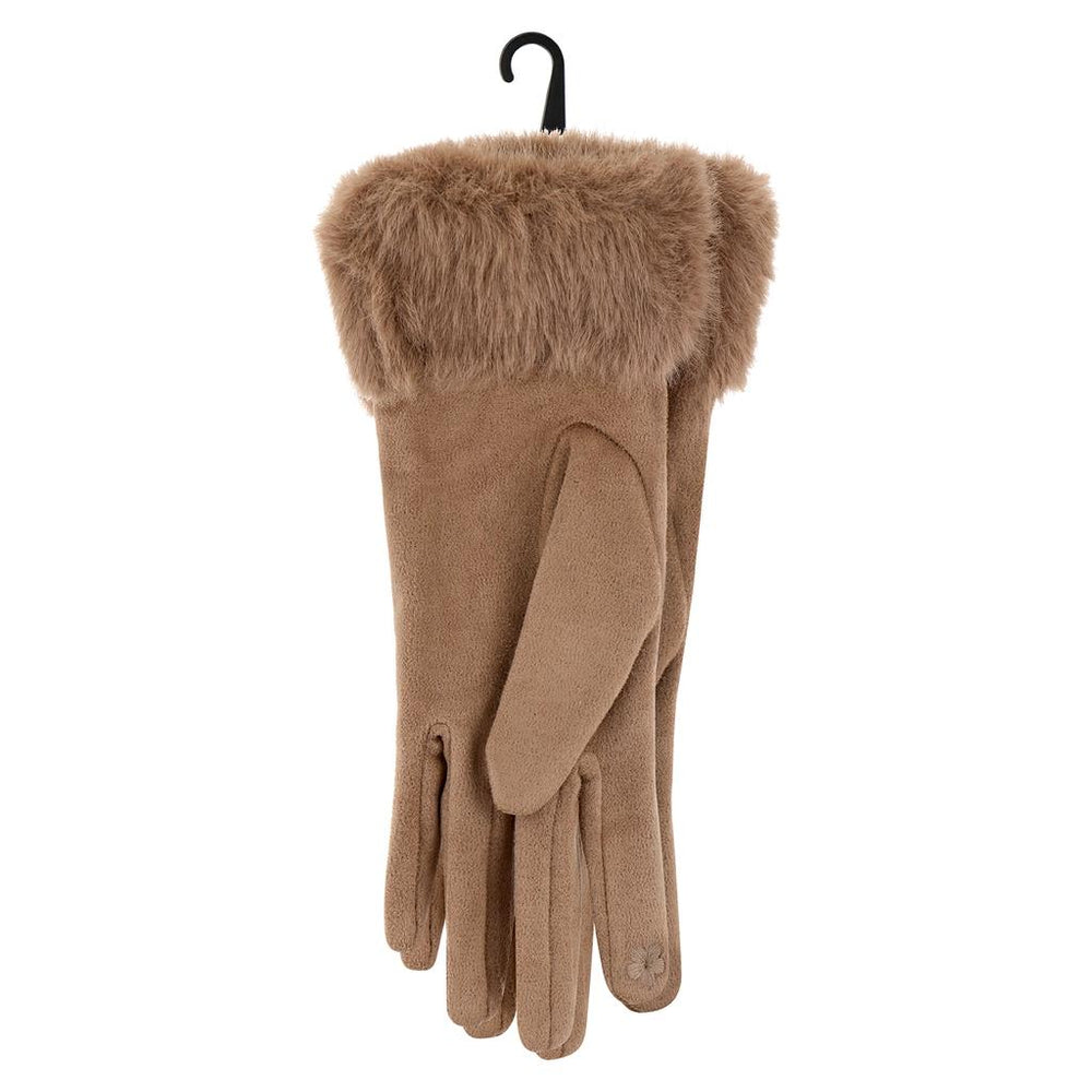 Eklips Mink Faux Suede Gloves for Cold Weather