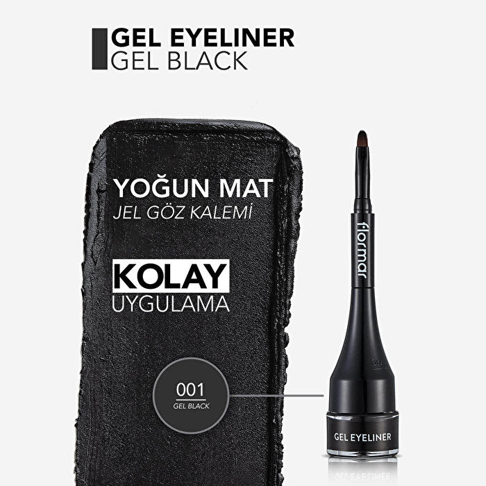 Flormar Gel Liquid Eyeliner GE01 Black - High Pigment Formula | Smooth Finish - view 4